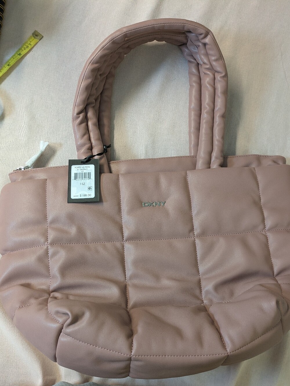 DKNY Quilted Tote Bag in Dusty Rose NWT